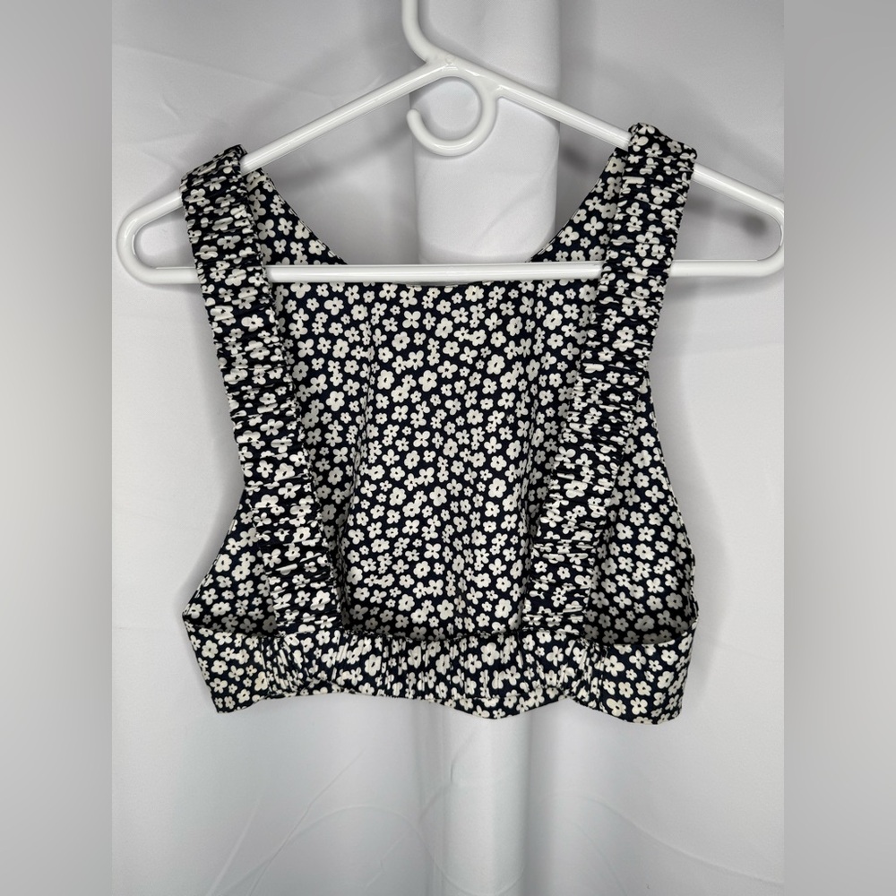 Mikoh floral bleu and white crop top size 2 - Picture 3 of 9